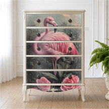Victoriaanse Roze Flamingo Vintage Rozen Illustrat