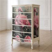 Victoriaanse Roze Flamingo Vintage Rozen Illustrat Tissuepapier