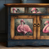 Victoriaanse Roze Flamingo Vintage Rozen Illustrat Tissuepapier