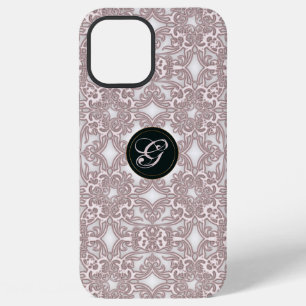 Victoriaanse roze patroon. Monogram. iPhone 12 Pro Max Hoesje