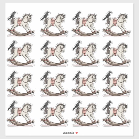 Victoriaanse Roze Schommelpaard Stickerblad Sticker (Vel)
