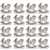 Victoriaanse Roze Schommelpaard Stickerblad Sticker (Voorkant)