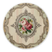 Victoriaanse Rozen in Lijst Keramische Knop (Voorkant)