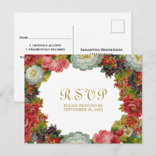 Victoriaanse Rozen Vintage Bloemige Herfst Bruilof Briefkaart