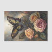 Victoriaanse Rozen Vlinder Decoupage Tissuepapier (Voorkant)