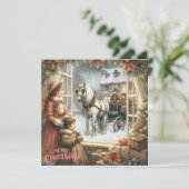Victoriaanse Rustieke Kerstkaart (Staand voorkant)