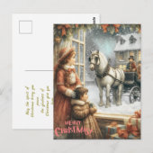 Victoriaanse Rustieke Kerstkaart Briefkaart (Voorkant / Achterkant)