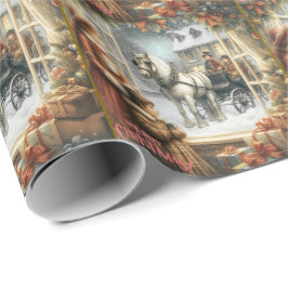 Victoriaanse Rustieke Kerstkaart Cadeaupapier