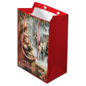 Victoriaanse Rustieke Kerstkaart Medium Cadeauzakje (Voorkant Gekanteld)