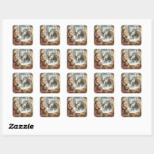 Victoriaanse Rustieke Kerstkaart Vierkante Sticker (Vel)