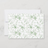 Victoriaanse saliegroene toile-huwelijks-RSVP-kaar RSVP Kaartje (Achterkant)