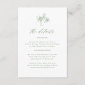 Victoriaanse Saliegroene Toile Trouwdetails Informatiekaartje (Voorkant)