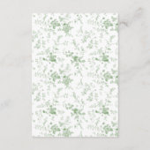 Victoriaanse Saliegroene Toile Trouwdetails Informatiekaartje (Achterkant)