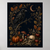 Victoriaanse Samhain Raven Botanische Wandkunst Poster (Voorkant)
