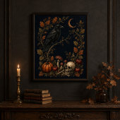 Victoriaanse Samhain Raven Botanische Wandkunst Poster