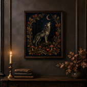 Victoriaanse Samhain Wolf Botanische Muurkunst Poster