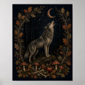 Victoriaanse Samhain Wolf Botanische Muurkunst Poster (Voorkant)