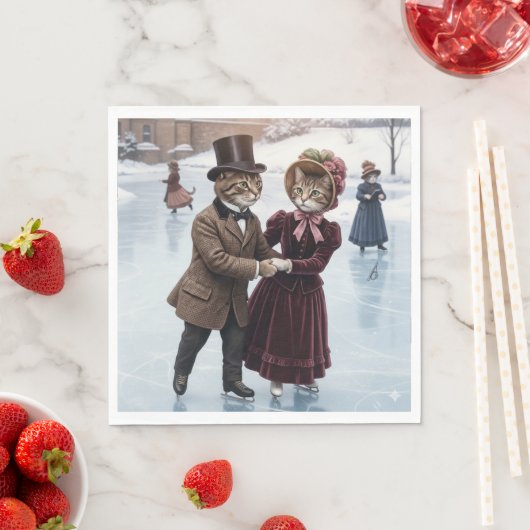 Victoriaanse schaatskatten servetten (Insitu)