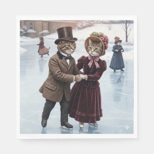 Victoriaanse schaatskatten servetten (Voorkant)