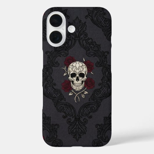 Victoriaanse Schedel & Rozen Damast Hoestabbe Case-Mate iPhone Case (Achterkant)