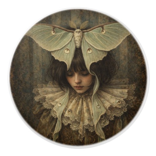 Victoriaanse schoonheid met vlinder keramische knop (Voorkant)