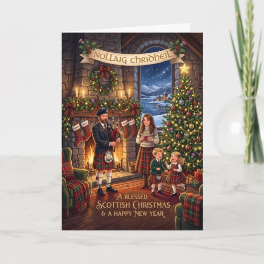 Victoriaanse Schotse kerstkaart Kaart (Voorkant)