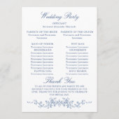 Victoriaanse sierlijke bloemrijke trouwceremonie programmakaart (Achterkant)