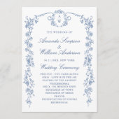 Victoriaanse sierlijke bloemrijke trouwceremonie programmakaart (Voorkant)