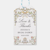 Victoriaanse sierlijke bruiloft met bloemen cadeaulabel (Voorkant)