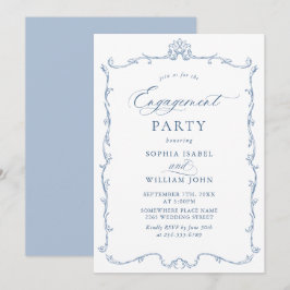 Victoriaanse sierlijke elegantie stoffig blauwe VE Kaart