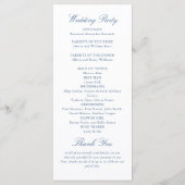 Victoriaanse sierlijke gratie stoffige blauwe trou programmakaart (Achterkant)