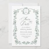 Victoriaanse sierlijke QR-code trouwfoto Save The Date (Voorkant)