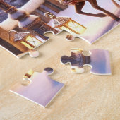 Victoriaanse slee-rit rendier- en lantaarnlichten legpuzzel (Zijkant)