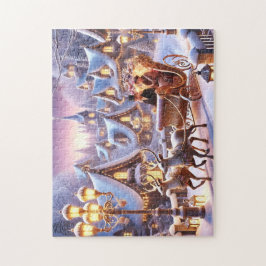 Victoriaanse slee-rit rendier- en lantaarnlichten legpuzzel