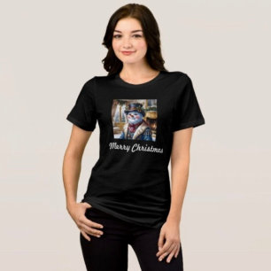 Victoriaanse Sneeuwman Kerstontwerp Tri-Blend Shirt