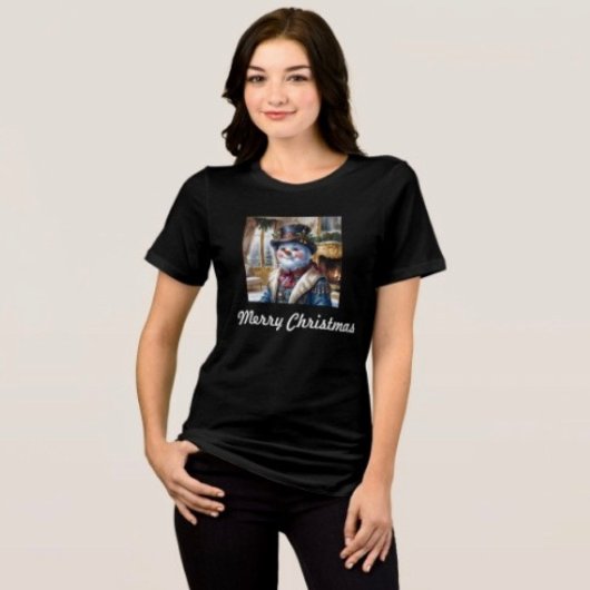 Victoriaanse Sneeuwman Kerstontwerp Tri-Blend Shirt