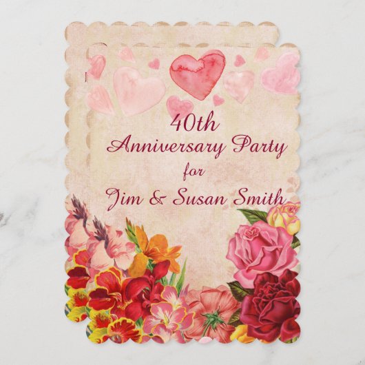 Victoriaanse Steampunk Bloemen Harten Jubileum Kaart (Voorkant / Achterkant)