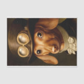 Victoriaanse Steampunk Dachshund Hond BF6 Decoupag Tissuepapier (Voorkant)
