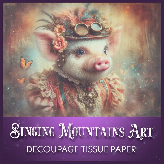 Victoriaanse Steampunk Dame Varken Decoupage Tissuepapier