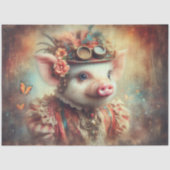 Victoriaanse Steampunk Dame Varken Decoupage Tissuepapier (Voorkant)