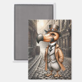 Victoriaanse Steampunk Dodo in Londense Steeg Magneet (Voorkant / Achterkant)