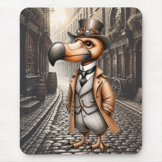 Victoriaanse Steampunk Dodo in Londense Steeg Muismat (Voorkant)