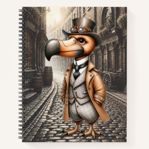 Victoriaanse Steampunk Dodo in Londense Steeg Notitieboek