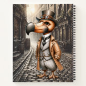 Victoriaanse Steampunk Dodo in Londense Steeg Notitieboek (Achterkant)