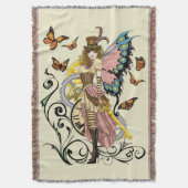 Victoriaanse Steampunk Fee Vlinders Tandwielen Gee Deken (Voorkant Verticaal)