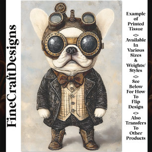 Victoriaanse Steampunk Franse Bulldog AS8 Découpag Tissuepapier