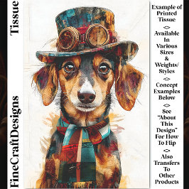 Victoriaanse Steampunk Hond met Hoed DA9 Decoupage Tissuepapier