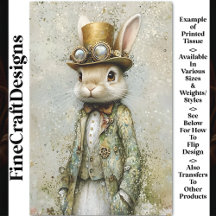 Victoriaanse Steampunk Konijn, Bloem CA7 Decoupage