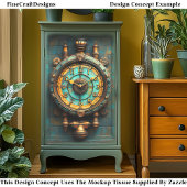 Victoriaanse Steampunk Messing Klok CZ2 Decoupage Tissuepapier