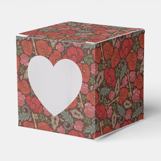 Victoriaanse Steampunk Oude Slot Sleutel Rode Klap Bedankdoosjes (Voorkant Zijde)